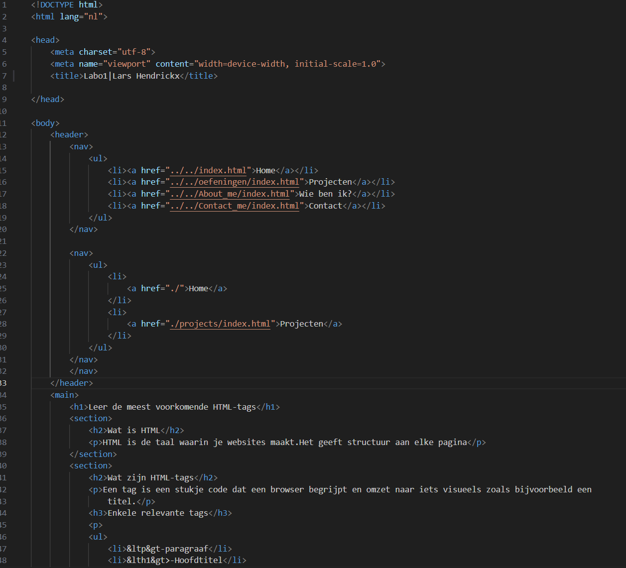 Screenshot van de code